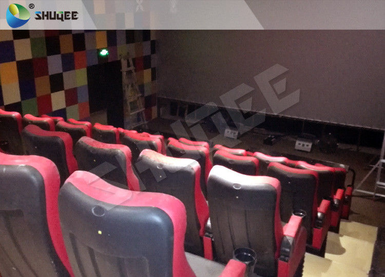 China Red 4D Movie Theater Simulator System Equipment With Motion Chair 3 / 4 / 5 Seats A Platform factory