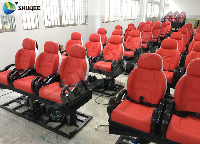 Vibration 3 Seats Movie Theater Chair 5D Red Colour 3 DOF Platform 0