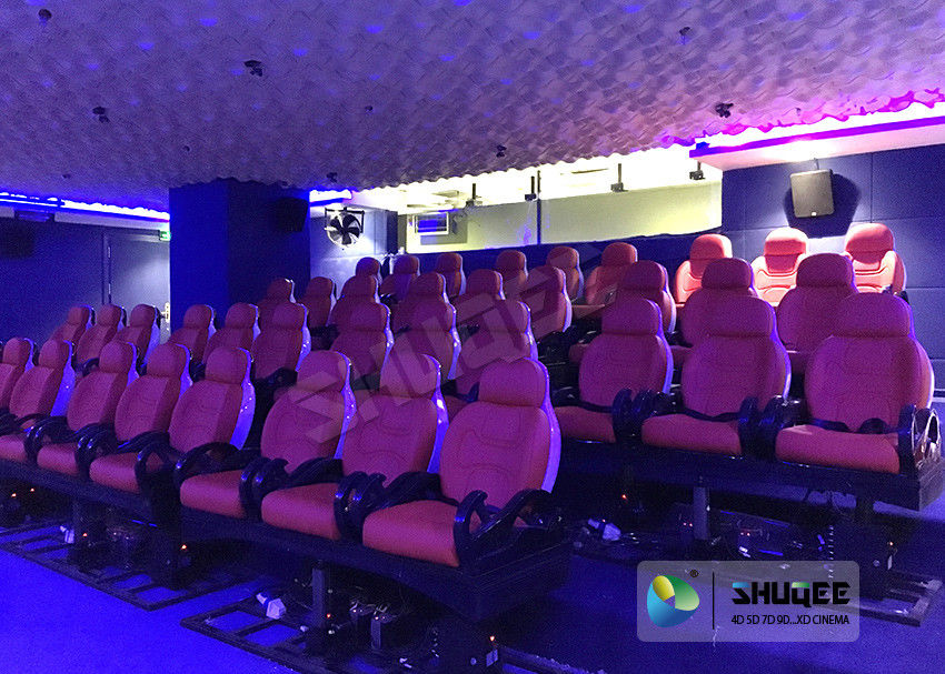 China JBL Sound System 6D Movie Theater Black / Red Motion Chairs For Shopping Mall factory