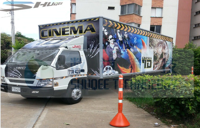 6 People 7D Motion Cinema Mobile Truck With Special Effect Motion Chairs