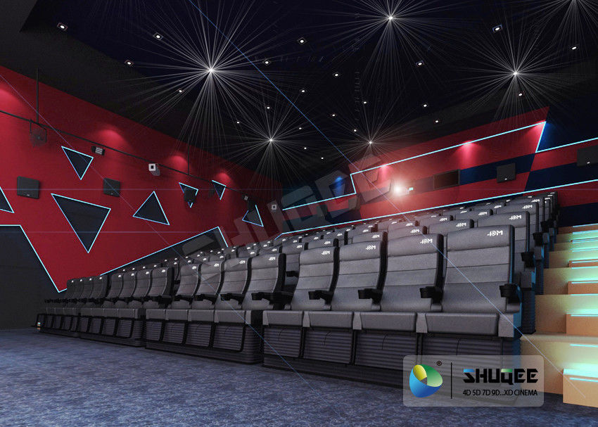 Black 4D Cinema Equipment Chair Play 3D Films , 4D seats With Sweep Leg And Push Back Effect 0