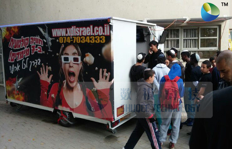 6 People 7D Motion Cinema Mobile Truck With Special Effect Motion Chairs 0