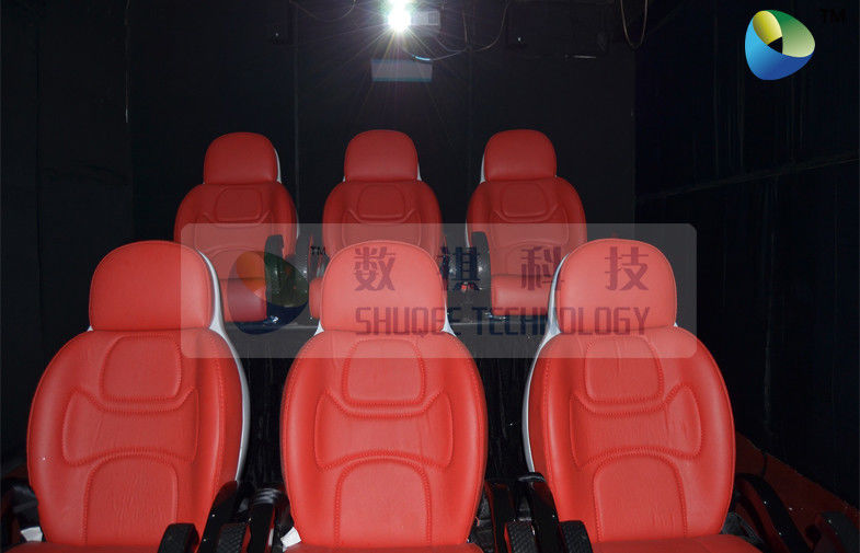 China Black Mobile 5D Cinema Track Box 6 Seats Inside With 4 Wheels factory