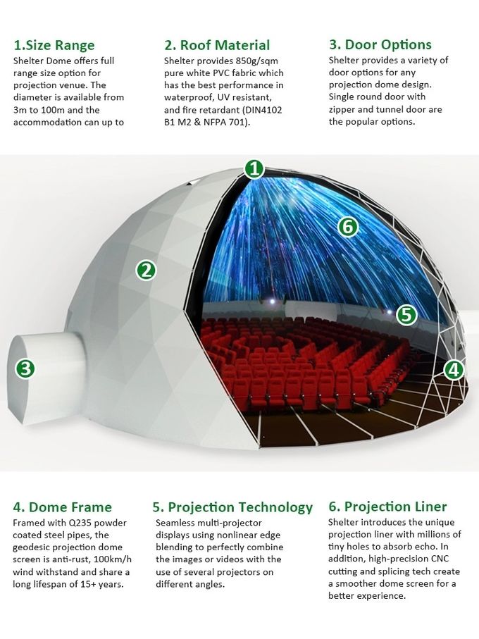 30m Immersive Projection Dome Theater Big Capacity 650 - 1200 People 0