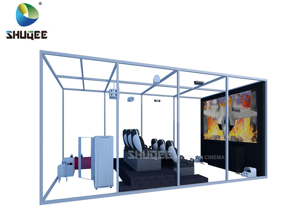 Indoor 5D Movie Theater 6 Seats Eletronic Ride Simulator Hydraulic System Blue