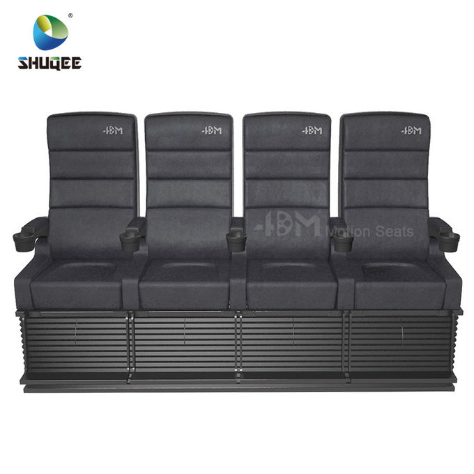 Black Leather 4D Cinema Motion Seats Movie Theater Chair Pneumatic / Electronic Drive 2