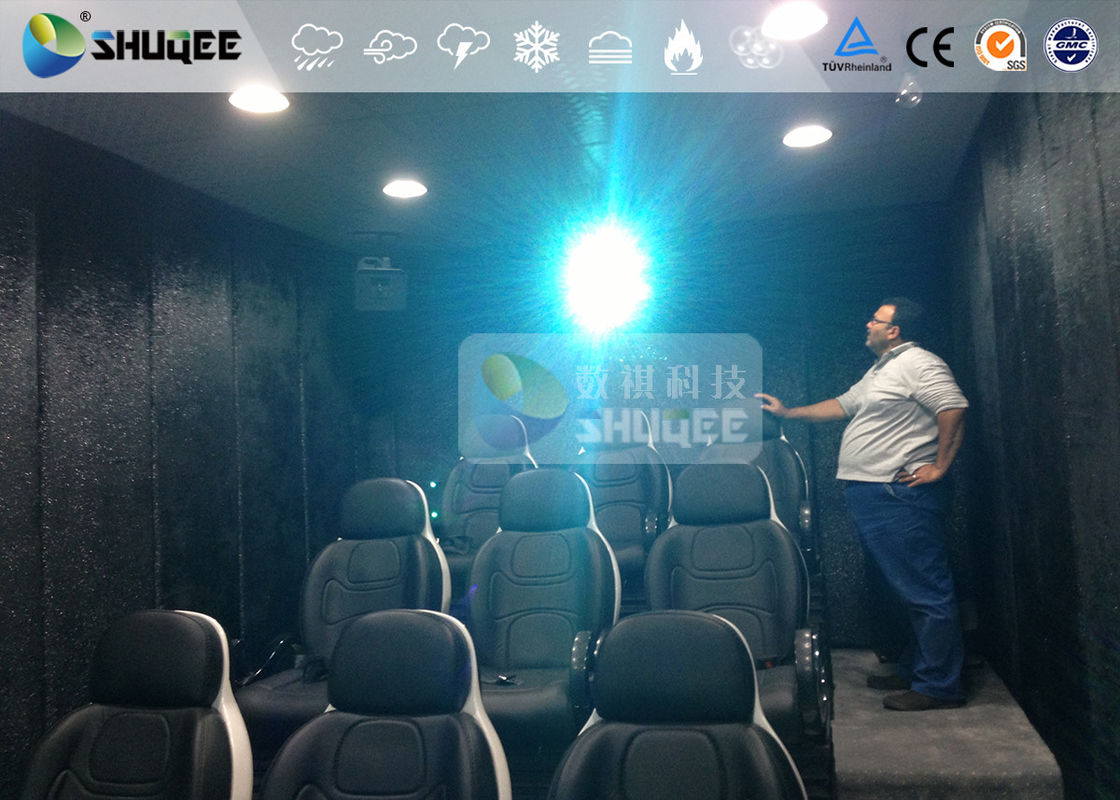 China 9 Persons 7D Movie Theater With Special Effect System , Thrilling Drastic Movement Of Chair factory