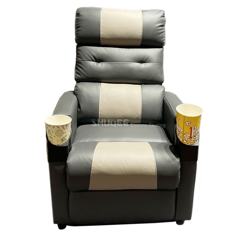 Leather Home Movie Theater Seats VIP Sofa With Tilting Cup Holder 4