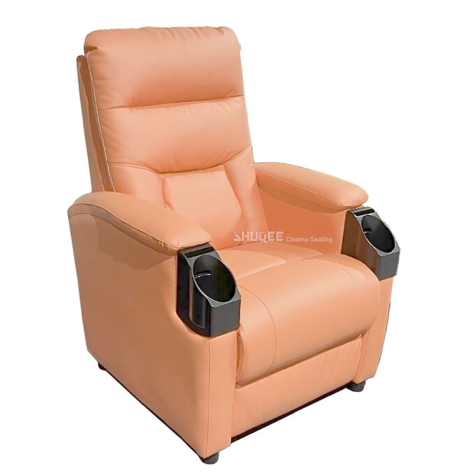 Leather Home Movie Theater Seats VIP Sofa With Tilting Cup Holder 5