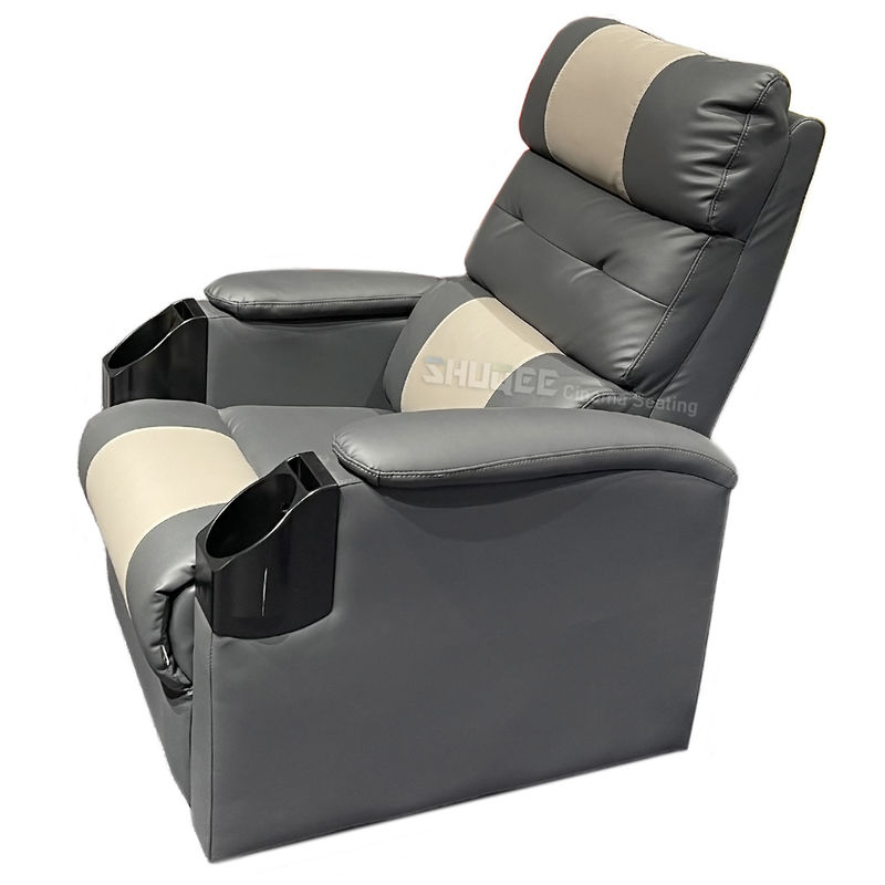 Leather Home Movie Theater Seats VIP Sofa With Tilting Cup Holder 3