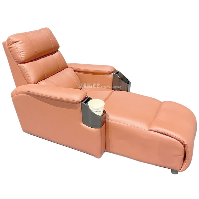 Leather Home Movie Theater Seats VIP Sofa With Tilting Cup Holder 6