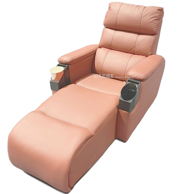 Leather Home Movie Theater Seats VIP Sofa With Tilting Cup Holder 7