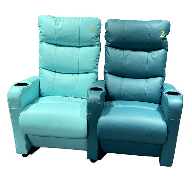3D Colorful Movie Theater Seating VIP Leather Cinema Sofa With Cup Holder