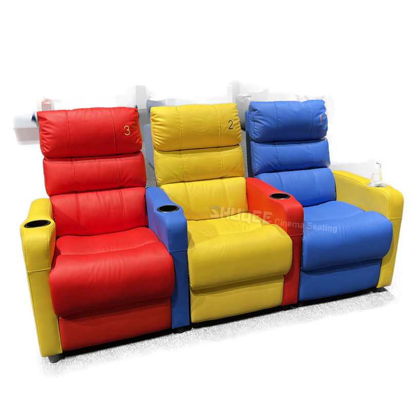 3D Colorful Home Cinema Sofa VIP Leather Theater Seat With Electric Recliner 9