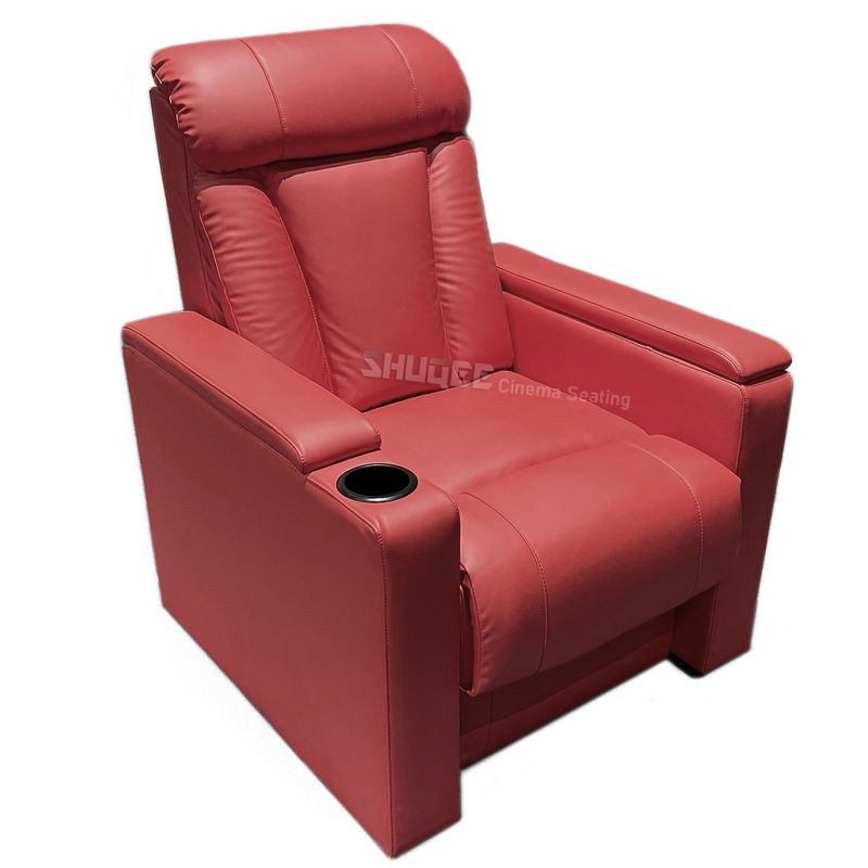 China Luxury Synthetic Leather Theater Seating VIP Cinema Sofa With Cup Holder factory