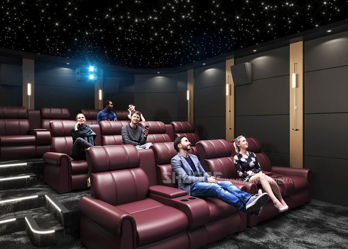Red Electric  Leather Cinema Sofa  For Home  Cinema System With Screen / Speaker/ Projector