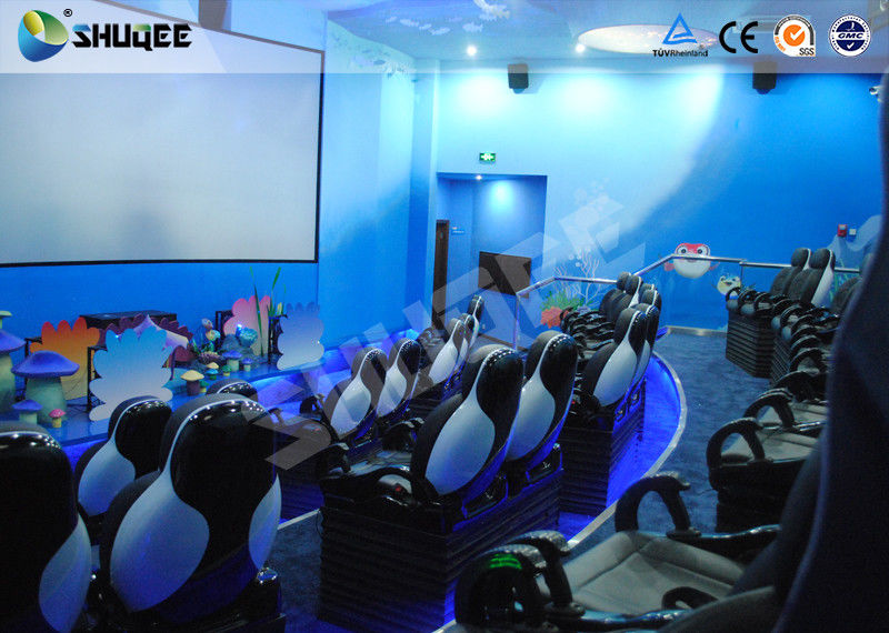 China Amusement Park Animatiom 4D Movie Theater With Black Leather Pneumatic Seats factory