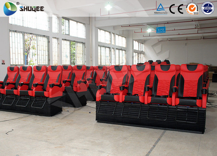 China Large 4D Movie Theater Long Movie Pneumatic System Chair With Cup Holder factory