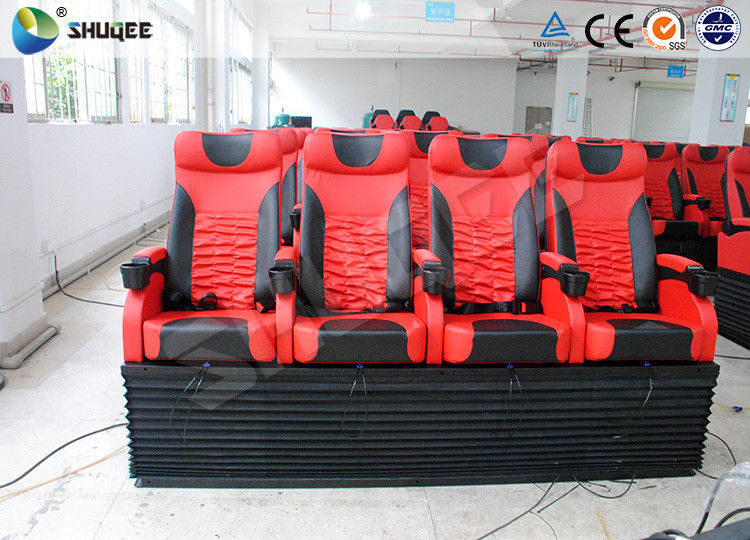 4D Cinema Equipment Electric Pneumatic 3 Seat / 4 Seat Motion Chairs Leather 0