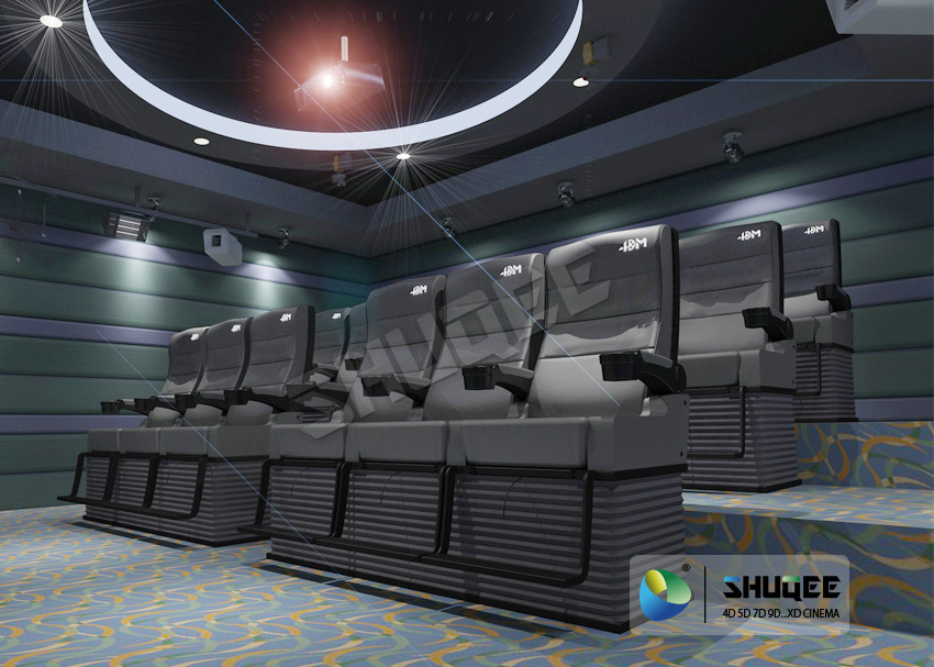 Black 4D Cinema Equipment Chair Play 3D Films , 4D seats With Sweep Leg And Push Back Effect