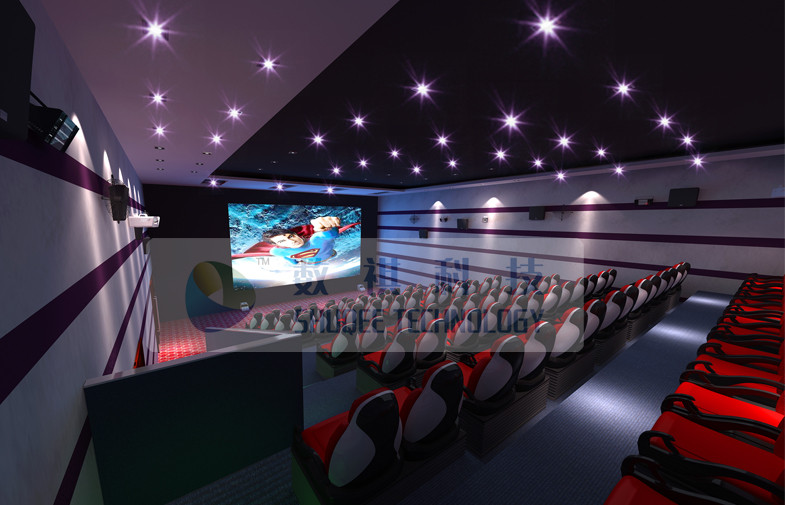 Luxurious Decoration 7D Movie Theater With Large Silver Screen And Movable Seats