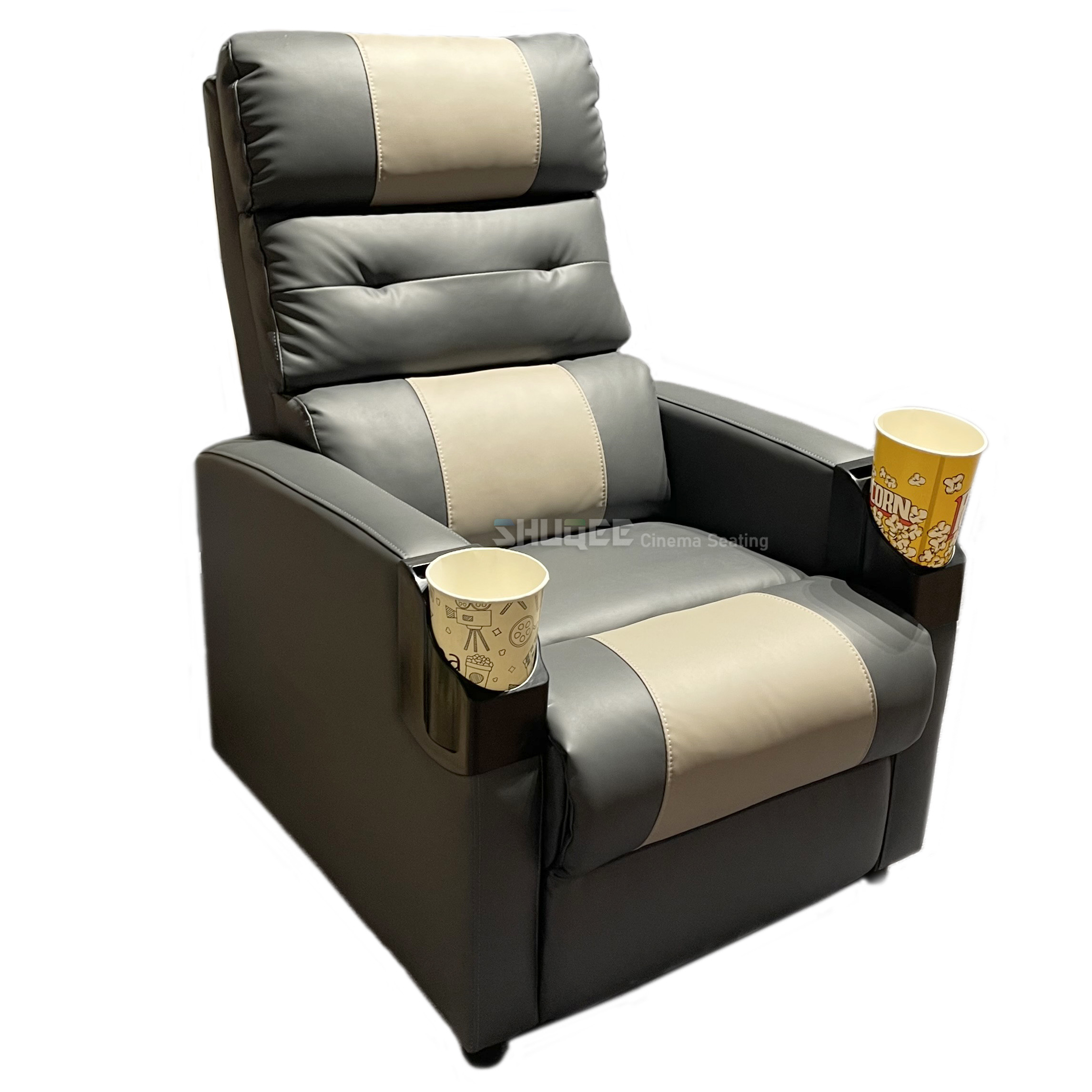 Leather Home Movie Theater Seats VIP Sofa With Tilting Cup Holder