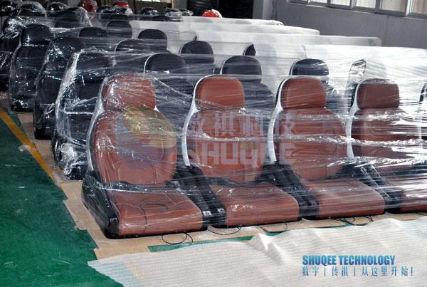 Pneumatic Brown Color Motion Theater Chair , Leather Fiber Glass 0