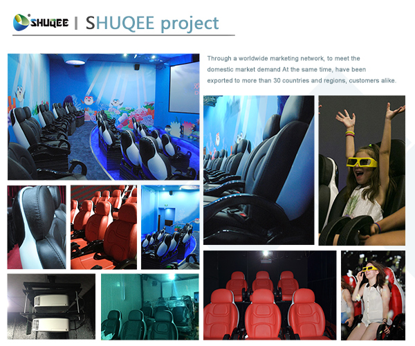 Midsize 4D Cinema System , Black and white Glass Fiber Reinforced Motion Chairs And Black Leather 0