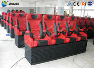 Red 4D Movie Theater Leather Motion Chair With Footrest And Cup Holder