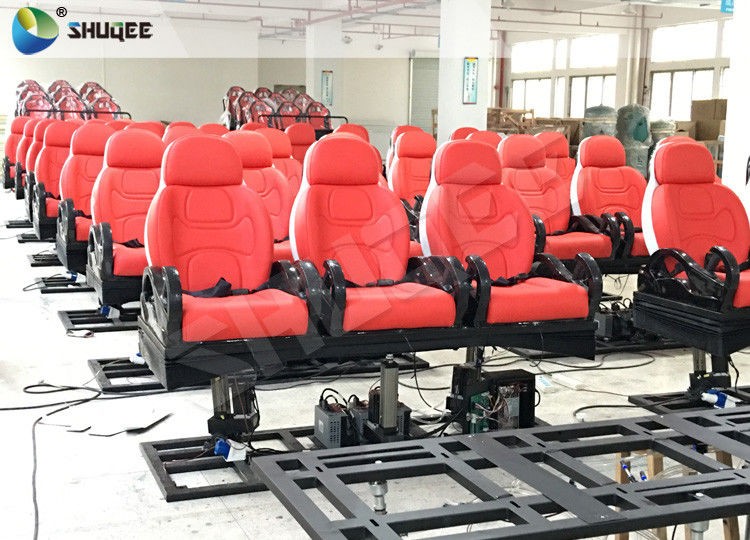 Vibration 3 Seats Movie Theater Chair 5D Red Colour 3 DOF Platform