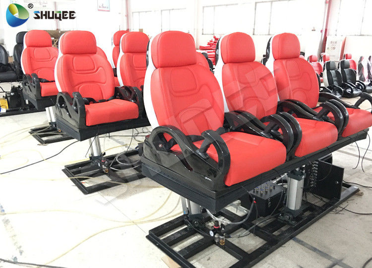 Vibration 3 Seats Movie Theater Chair 5D Red Colour 3 DOF Platform