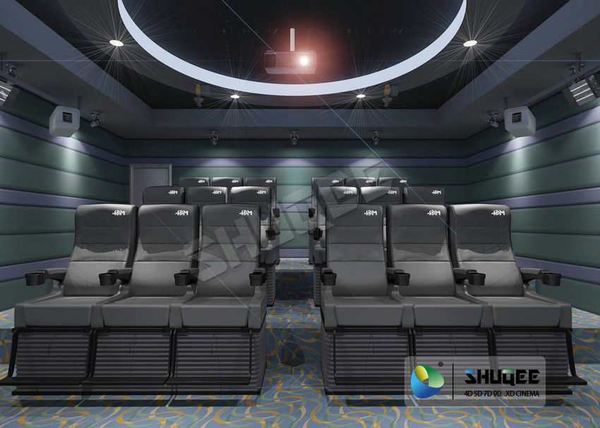 Black 4D Cinema System With Pu Leather 4D Seats Size 2300 * 700 * 1340