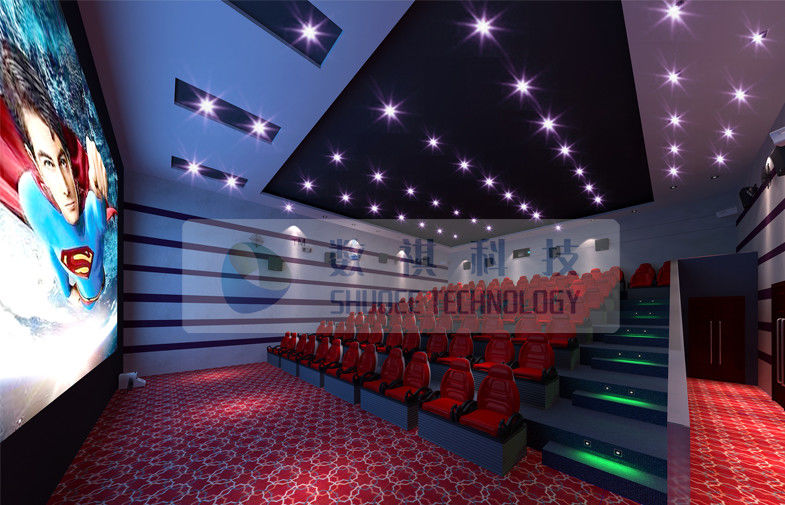Luxurious Decoration 7D Movie Theater With Large Silver Screen And Movable Seats