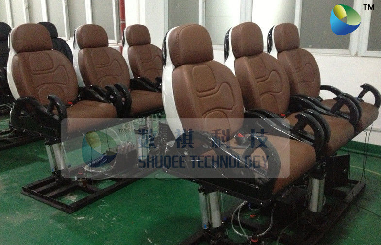 Pneumatic Brown Color Motion Theater Chair , Leather Fiber Glass