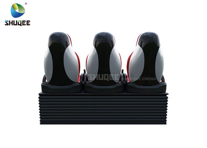 Luxury Red 3 Seats 4D Motion Theater Seating With One 3DOF Platform
