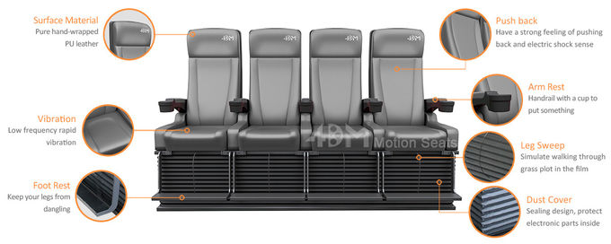4D Cinema System PU Leather Motion Seat Black Color With 40 Seats 0