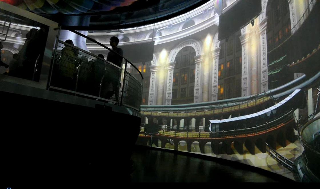 The 6-DOF Platform Simulates A Hot Air Balloon Flying Over The City Dome Screen Cinema