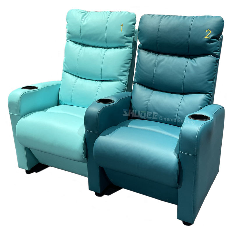 3D Colorful Movie Theater Seating VIP Leather Cinema Sofa With Cup Holder