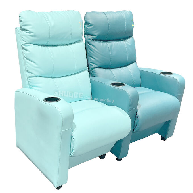 3D Colorful Movie Theater Seating VIP Leather Cinema Sofa With Cup Holder 1