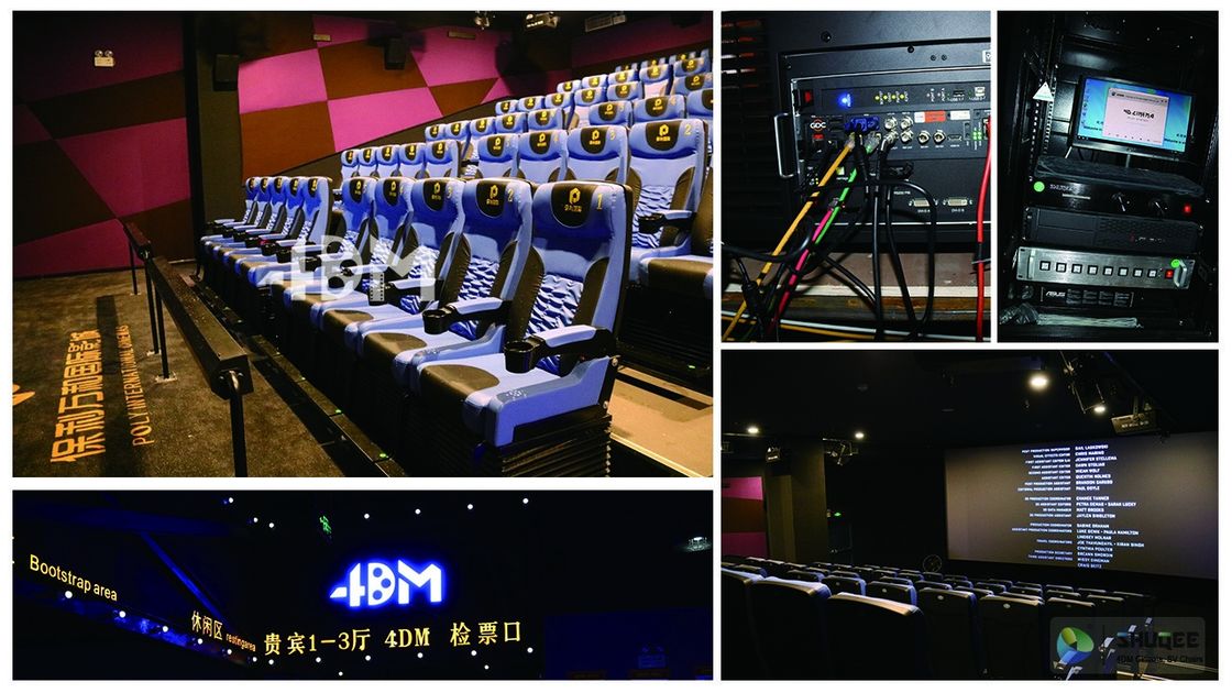 China Blue 4D Cinema Motion Seats Leather Movie Chairs Pneumatic or Electronic Effects factory