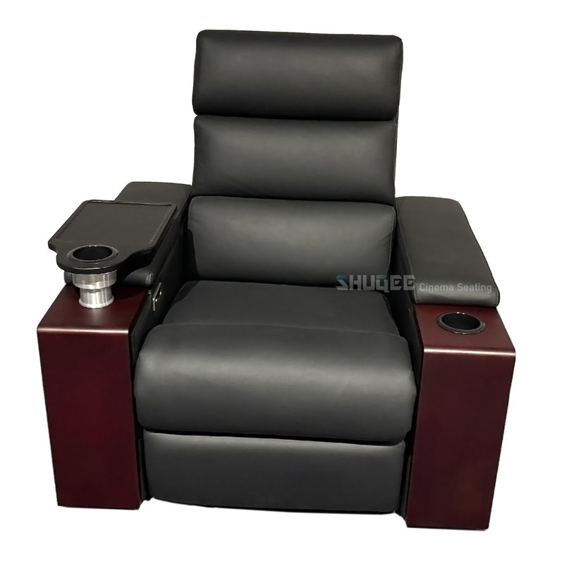 Synthetic Leather Movie Theater VIP Sofa With Rotating Tray