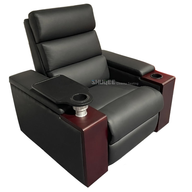 China Synthetic Leather Movie Theater VIP Sofa With Rotating Tray factory