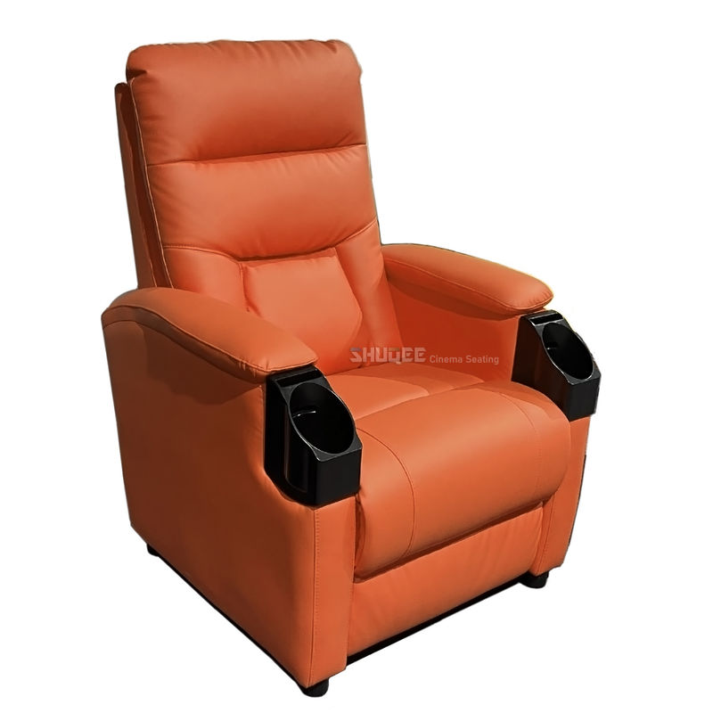 Leatehr Recliner Orange Movie Theater Seats With Cup Sacuer For Cinema Home Living Room