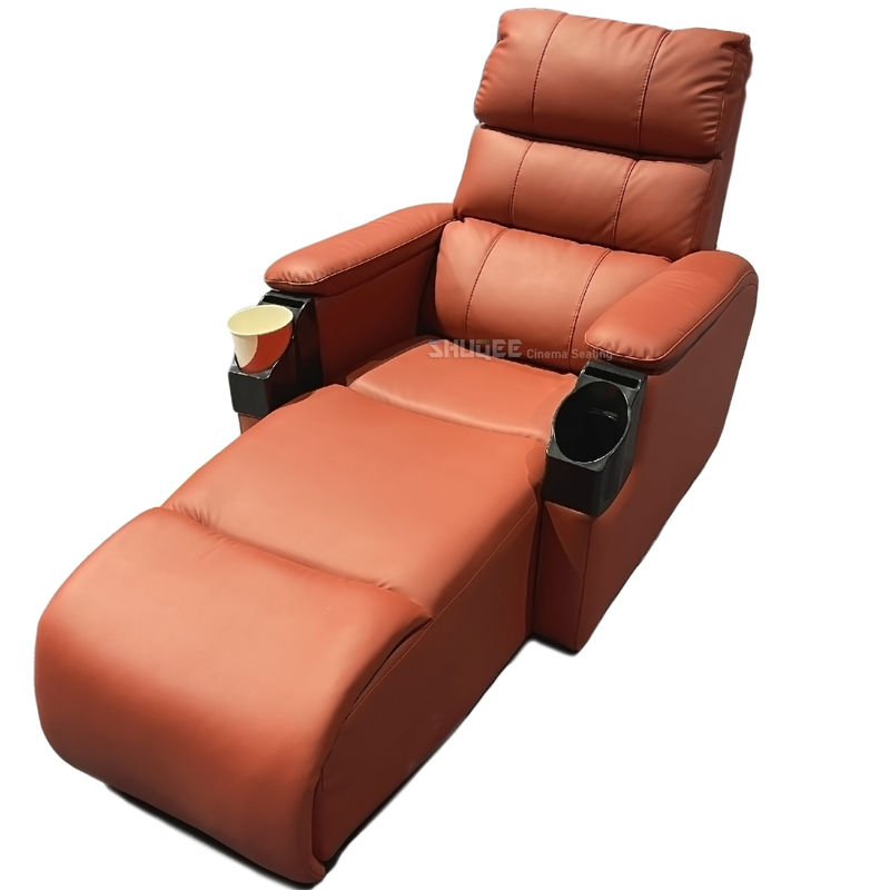 Leatehr Recliner Orange Movie Theater Seats With Cup Sacuer For Cinema Home Living Room