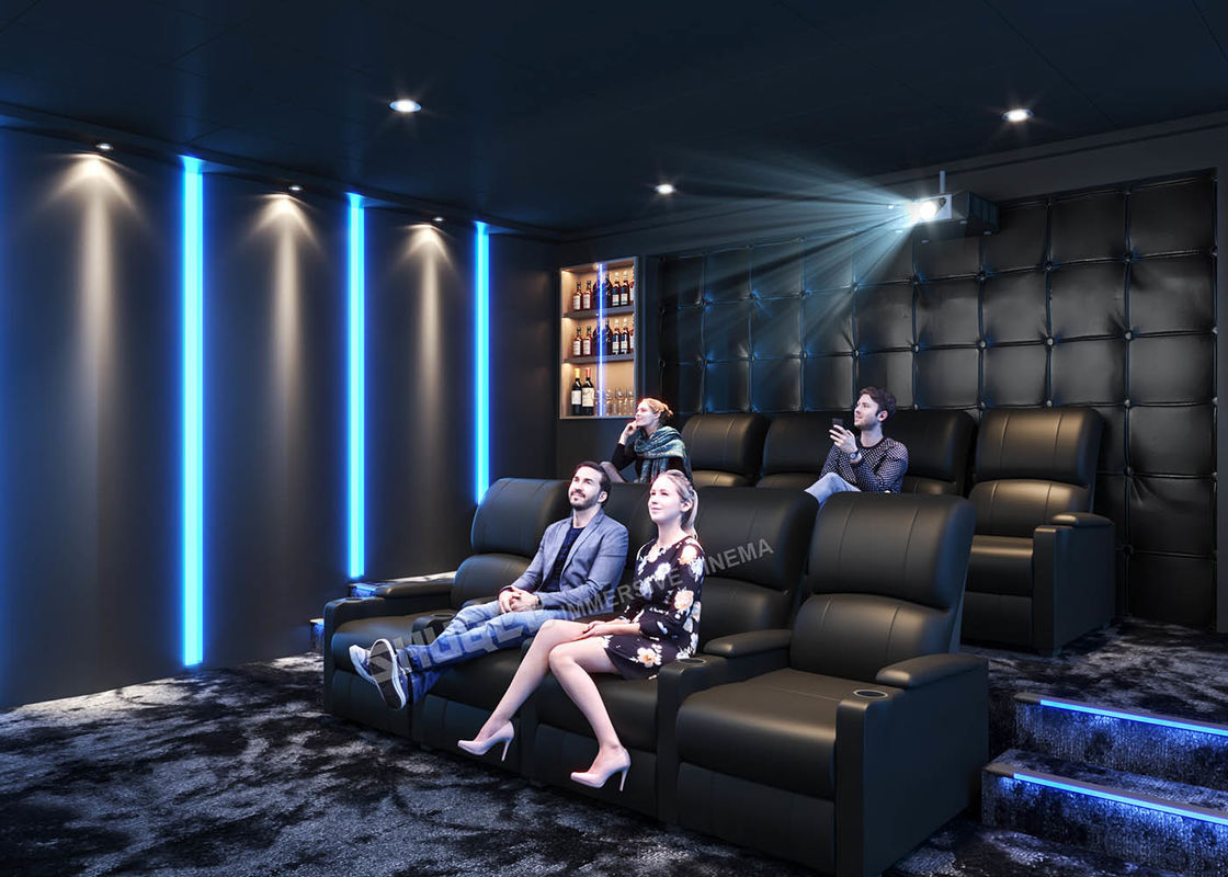 ISO9001 Home Theater Equipment Supply VIP Leather Cinema Sofa With Cup Holder