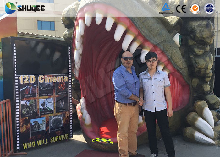 9 Seats Green Dragon 7D Movie Theater for Amusement Park  , Genuine Leather Motion Cinema Chair