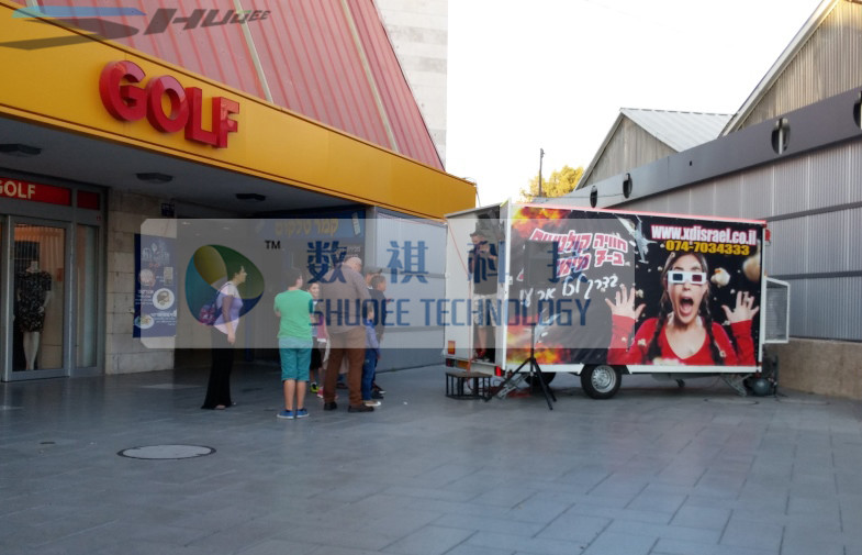 Popular Moving Mobile Truck 7D Cinema In Israel , 6 Seats Inside