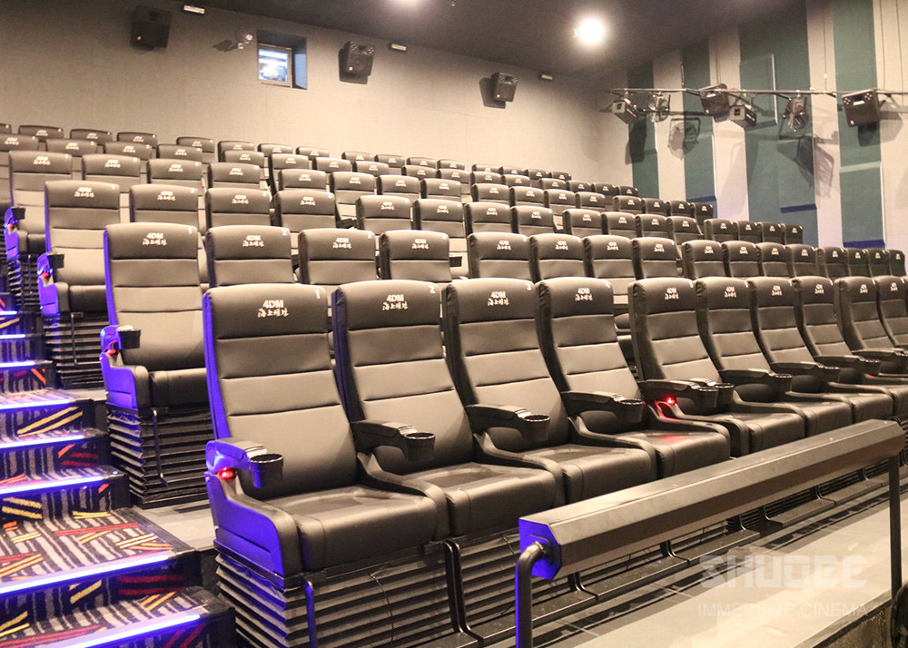 4 Seats Black PU leather 4D Cinema Motion Chair Pneumatic / Electronic for Home Theater