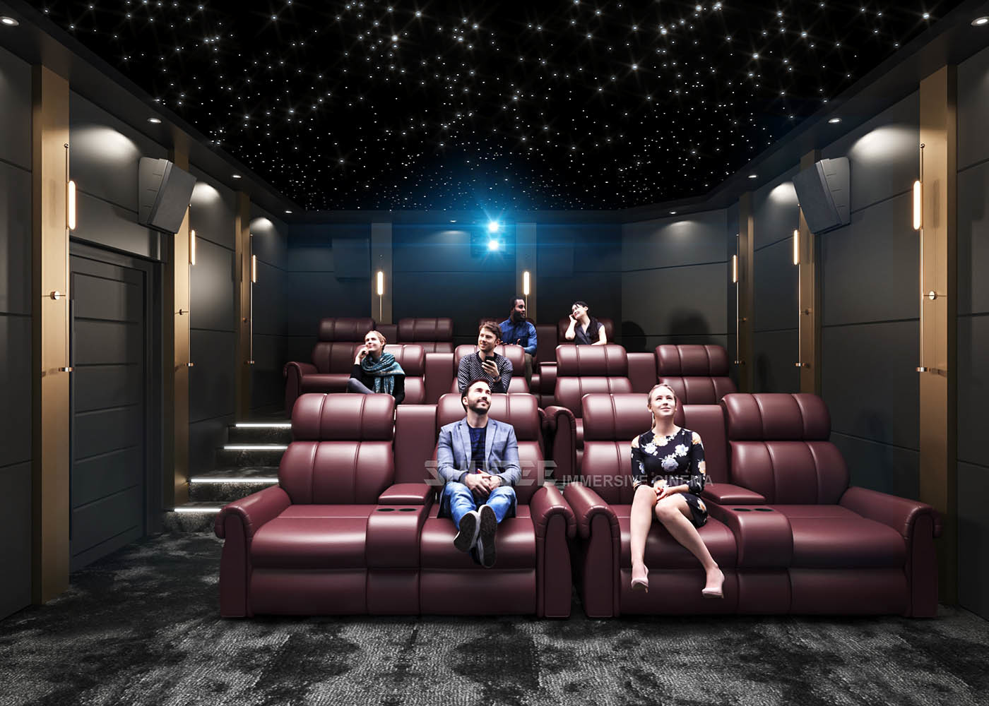 Electric Leather Sofa Home Cinema System With Surround Speaker Subwoofer Projector For Movies