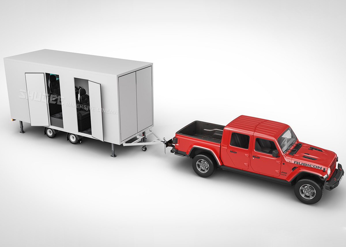 Amusement Park Mobile 5D Cinema Truck With Electric Leather Motion Seats